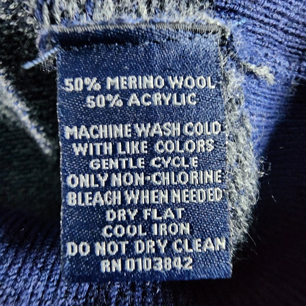 Toscano Italian Fine Merino Wool 1/4 Zip Sweater Blue Mock Neck Men's M Casual - Picture 6 of 8